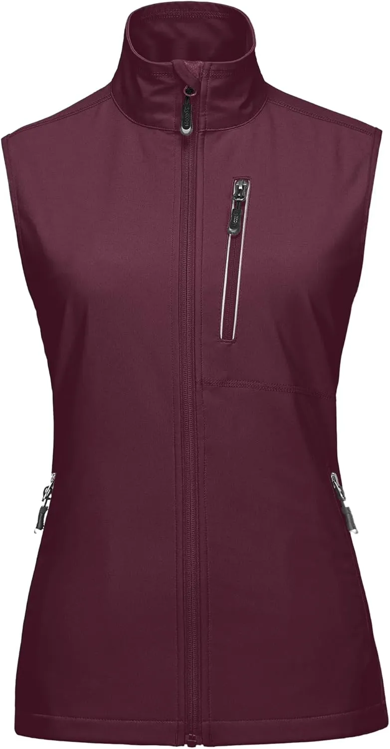 33,000ft Women's Lightweight Running Vest Outerwear with Pockets, Windproof Sleeveless Jacket for Golf Hiking Travel