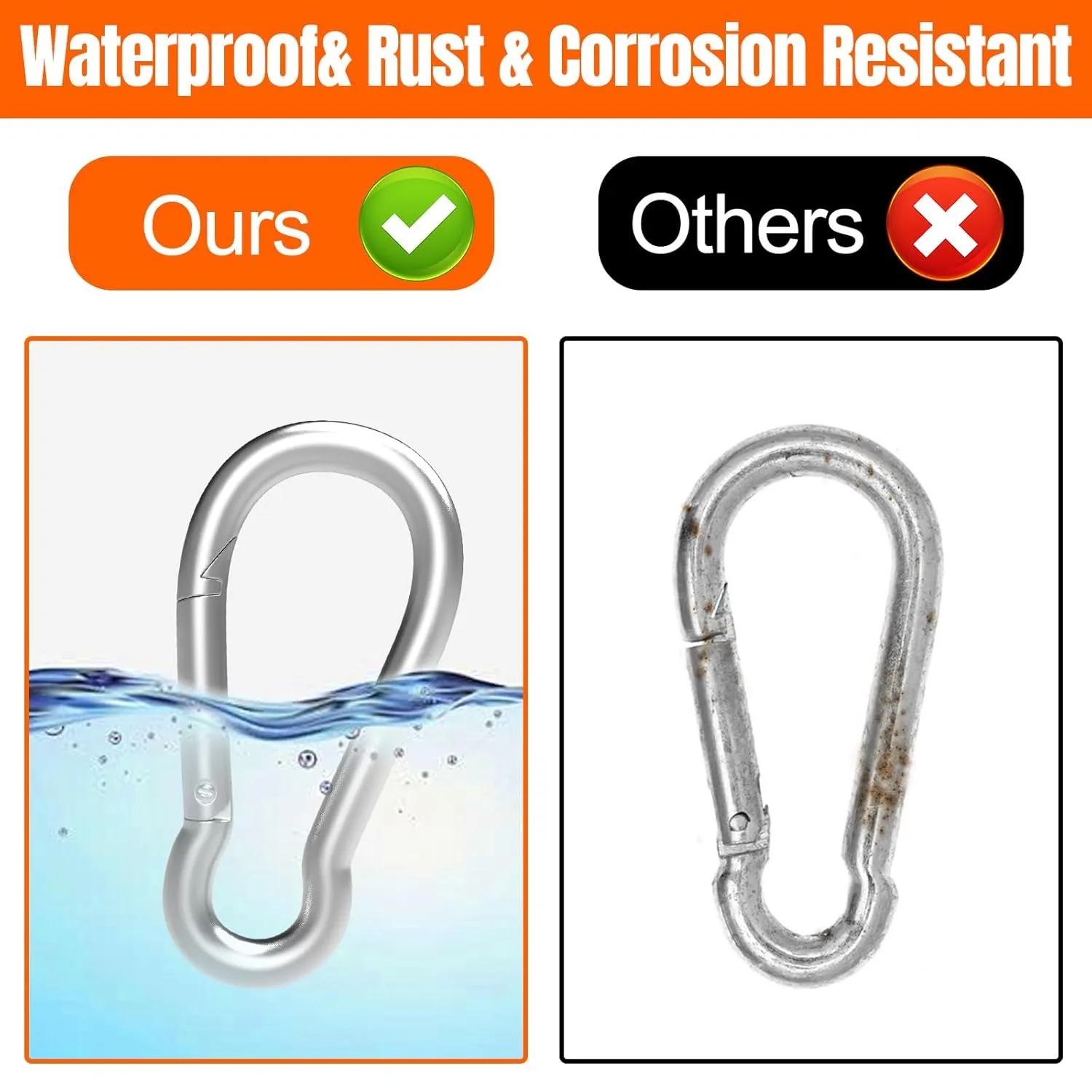36PCS 4" Heavy Duty Carabiner Clip, M10 Galvanized Steel Spring Snap Hook, Quick Link Keychain Carabiner for Swing Set Camping Hiking Gym Traveling