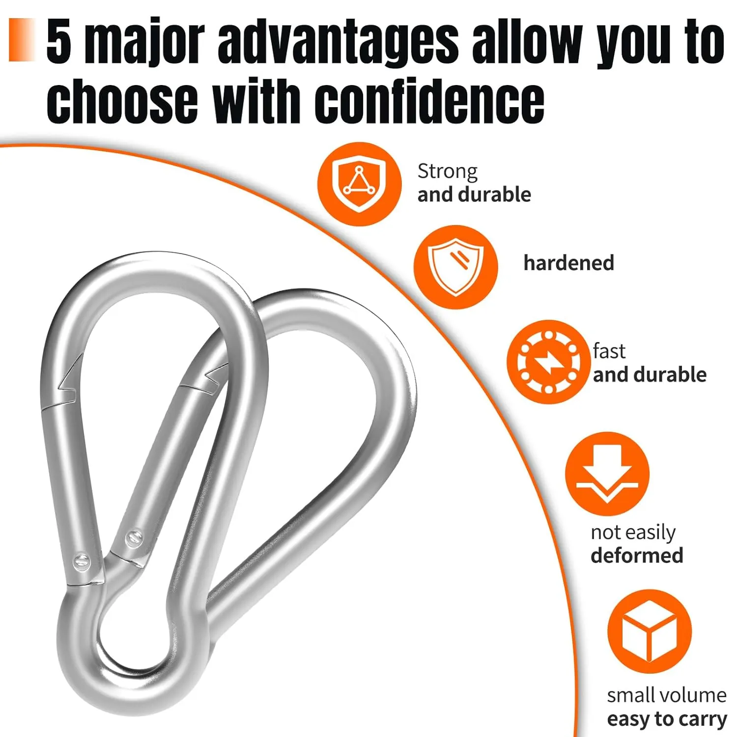 36PCS 4" Heavy Duty Carabiner Clip, M10 Galvanized Steel Spring Snap Hook, Quick Link Keychain Carabiner for Swing Set Camping Hiking Gym Traveling