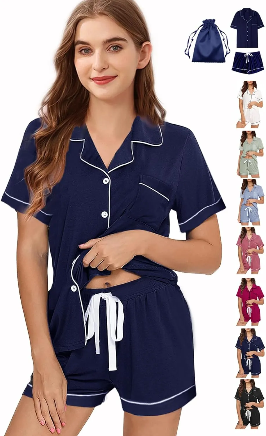 3Pcs Soft Pajamas Set for Women XS-XXL Womens Pajama Sets Button Down Sleepwear Nightwear Pj set Lounge Set Pjs