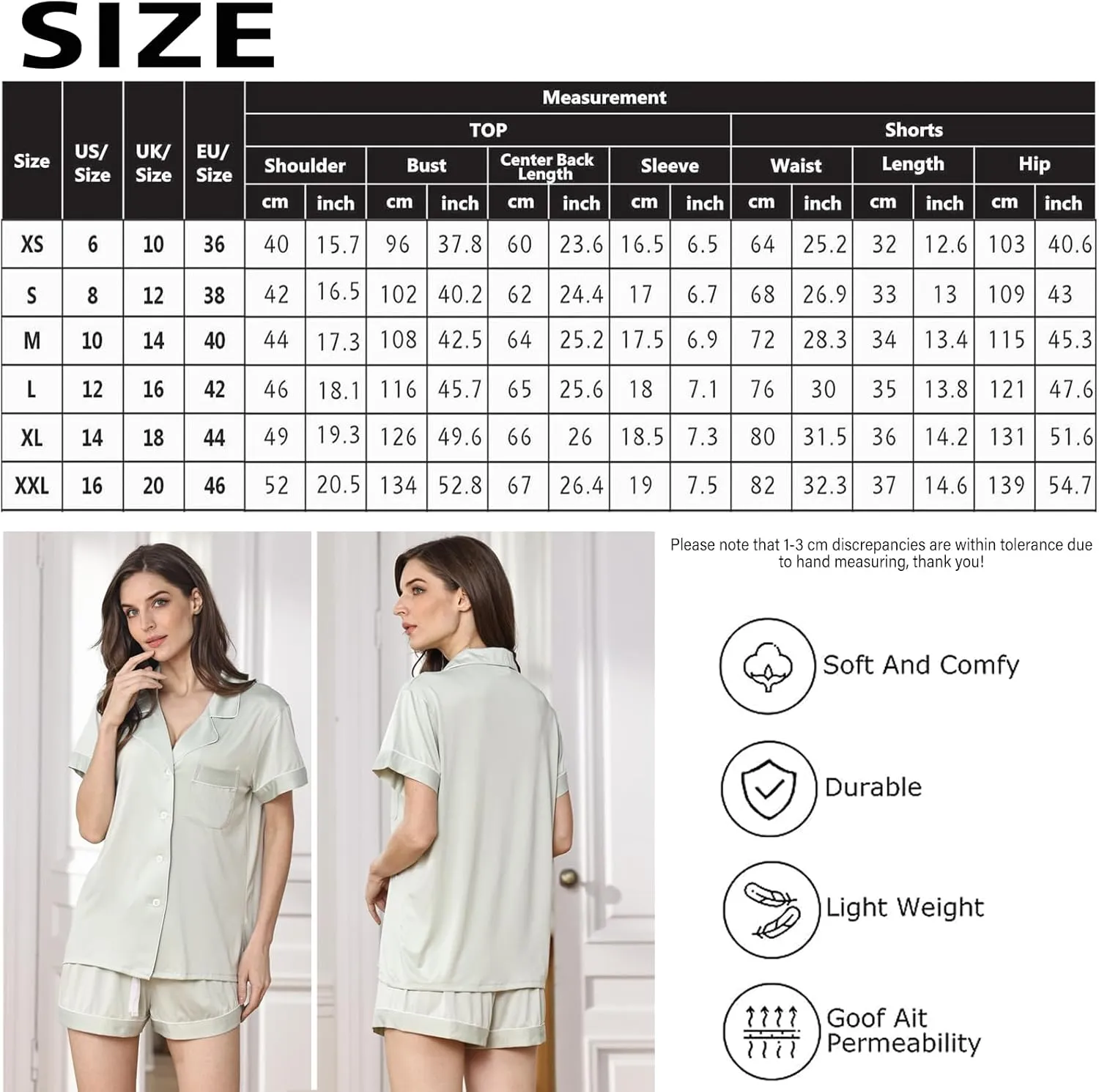 3Pcs Soft Pajamas Set for Women XS-XXL Womens Pajama Sets Button Down Sleepwear Nightwear Pj set Lounge Set Pjs
