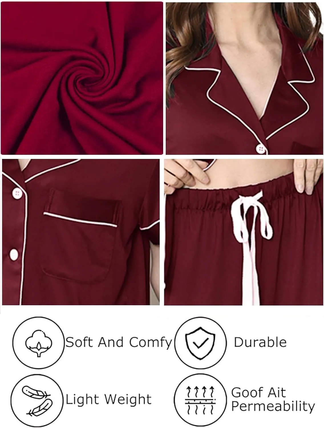 3Pcs Soft Pajamas Set for Women XS-XXL Womens Pajama Sets Button Down Sleepwear Nightwear Pj set Lounge Set Pjs