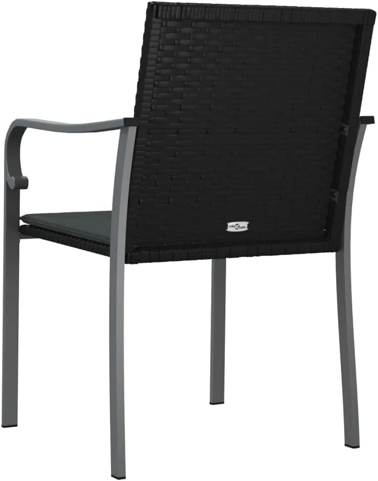 4-Piece Black PE Rattan Patio Chairs Set with Dark Gray Cushions 22"x23.2"x33.1" Outdoor Furniture for Garden Poolside and Backyard
