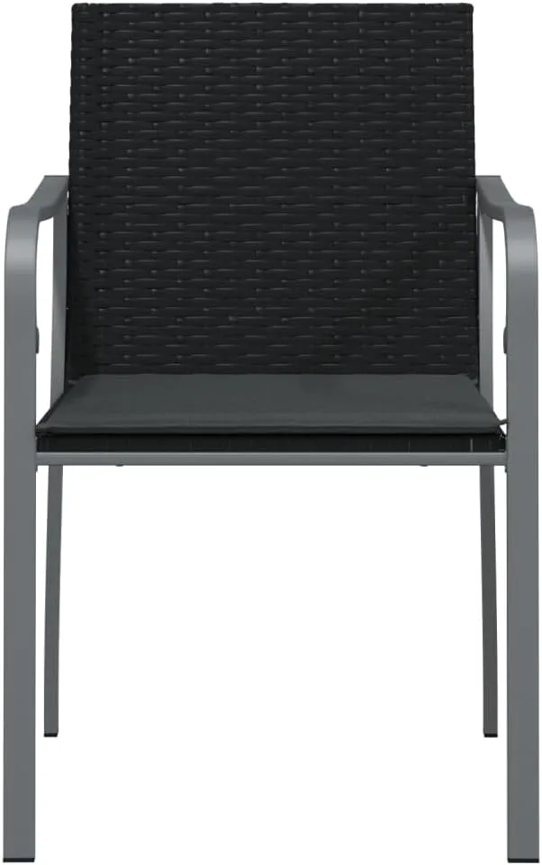 4-Piece Black PE Rattan Patio Chairs Set with Dark Gray Cushions 22"x23.2"x33.1" Outdoor Furniture for Garden Poolside and Backyard