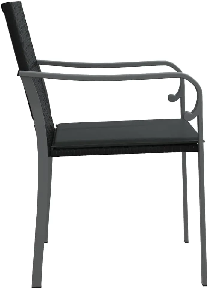 4-Piece Black PE Rattan Patio Chairs Set with Dark Gray Cushions 22"x23.2"x33.1" Outdoor Furniture for Garden Poolside and Backyard