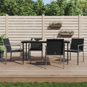 4-Piece Black PE Rattan Patio Chairs Set with Dark Gray Cushions 22"x23.2"x33.1" Outdoor Furniture for Garden Poolside and Backyard
