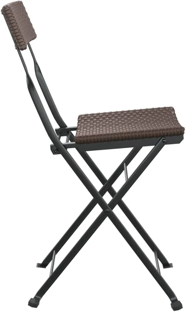 4-Piece Brown Poly Rattan Folding Bistro Chairs for Patio, Outdoor, and Camping - Steel Frame Weather-Resistant Foldable Garden Furniture Set