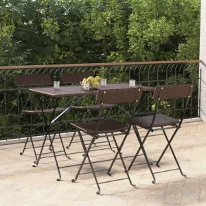 4-Piece Brown Poly Rattan Folding Bistro Chairs for Patio, Outdoor, and Camping - Steel Frame Weather-Resistant Foldable Garden Furniture Set