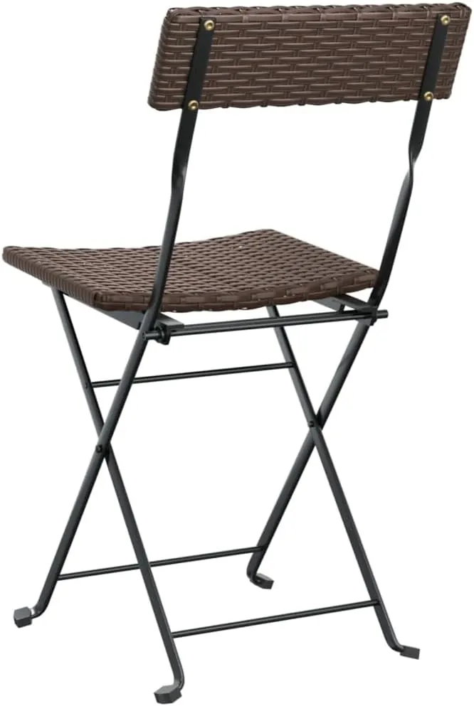 4-Piece Brown Poly Rattan Folding Bistro Chairs for Patio, Outdoor, and Camping - Steel Frame Weather-Resistant Foldable Garden Furniture Set