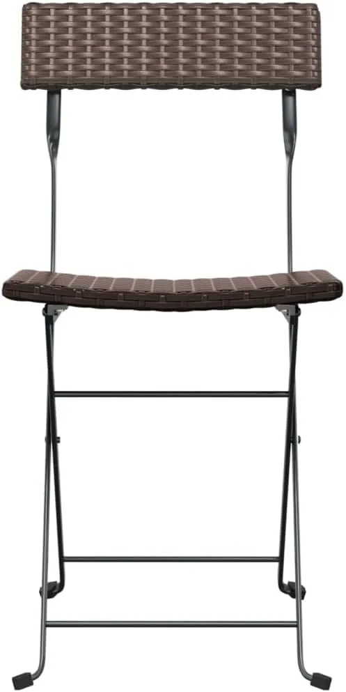 4-Piece Brown Poly Rattan Folding Bistro Chairs for Patio, Outdoor, and Camping - Steel Frame Weather-Resistant Foldable Garden Furniture Set