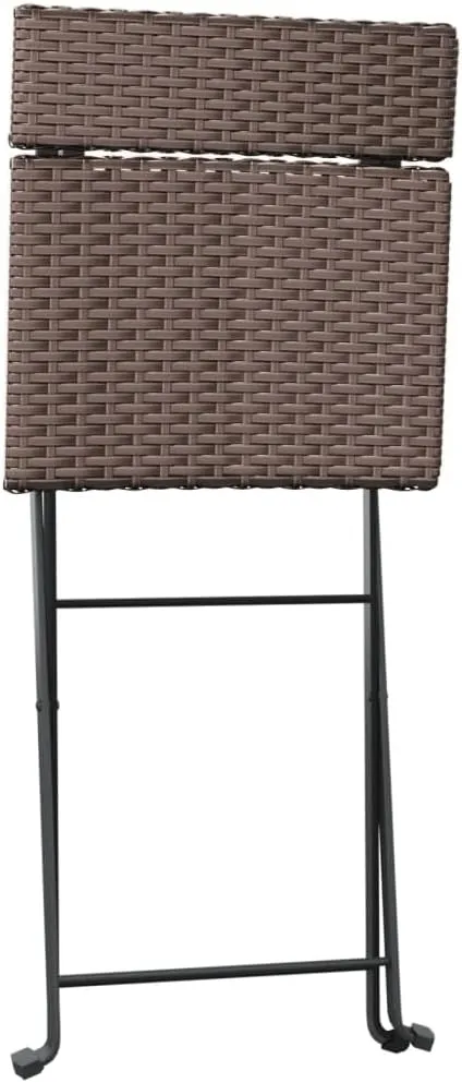 4-Piece Brown Poly Rattan Folding Bistro Chairs for Patio, Outdoor, and Camping - Steel Frame Weather-Resistant Foldable Garden Furniture Set