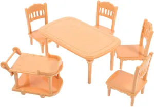 4sets Miniature Dining Chair and Table Dollhouse Plastic Furniture Model Cute and Decoration for Boys and Girls Playtime and Scene Setup