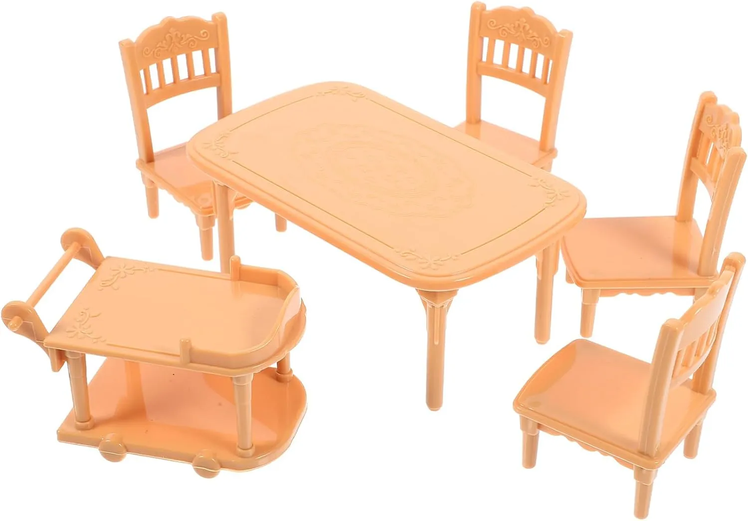 4sets Miniature Dining Chair and Table Dollhouse Plastic Furniture Model Cute and Decoration for Boys and Girls Playtime and Scene Setup