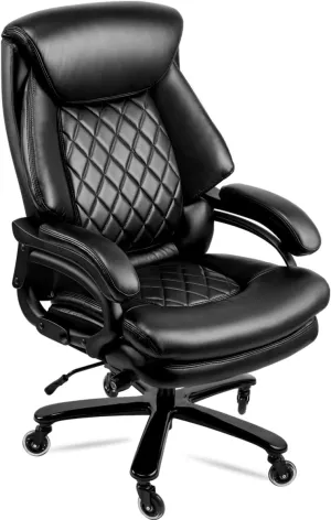 500lbs Big and Tall Office Chair for Heavy People Executive Office Chair with Wide Spring Seat Computer Desk Chair 360 Swivel Home Office Desk Chair (Black)