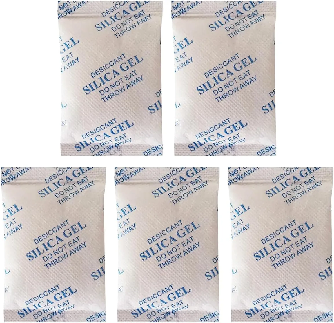 5pcs Desiccant Packets for Storage, 100g Moisture Absorbers Non Toxic Silica Gel Packs for Spices Food Storage Jewelry Shoes Boxes