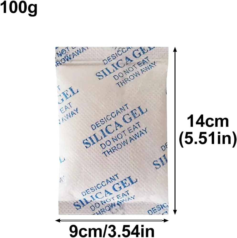 5pcs Desiccant Packets for Storage, 100g Moisture Absorbers Non Toxic Silica Gel Packs for Spices Food Storage Jewelry Shoes Boxes