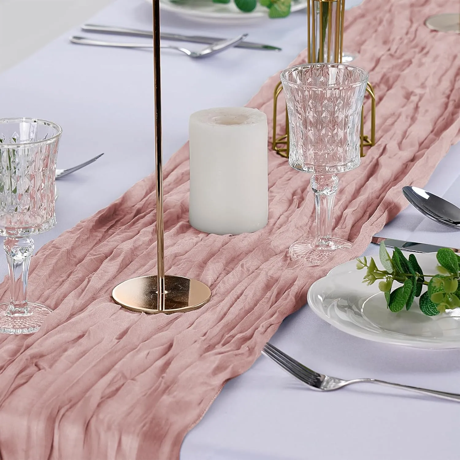 6 Pack Dusty Pink Cheesecloth Table Runner 9ft,17 x 108 inch Gauze Table Runners Rustic Romantic Wedding Runner for Wedding Bridal Shower Fall Decoration