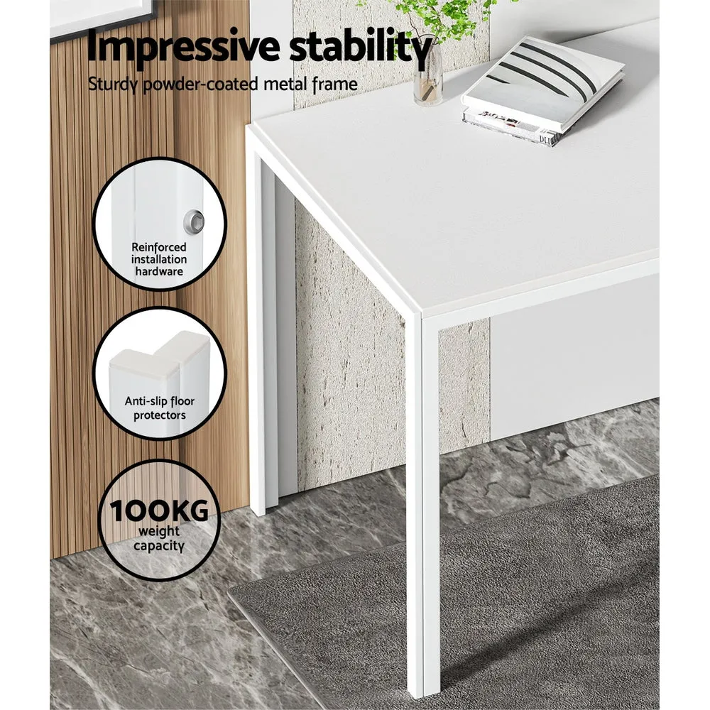 6 Seat Compact Modern Dining Table and Chair Set - White