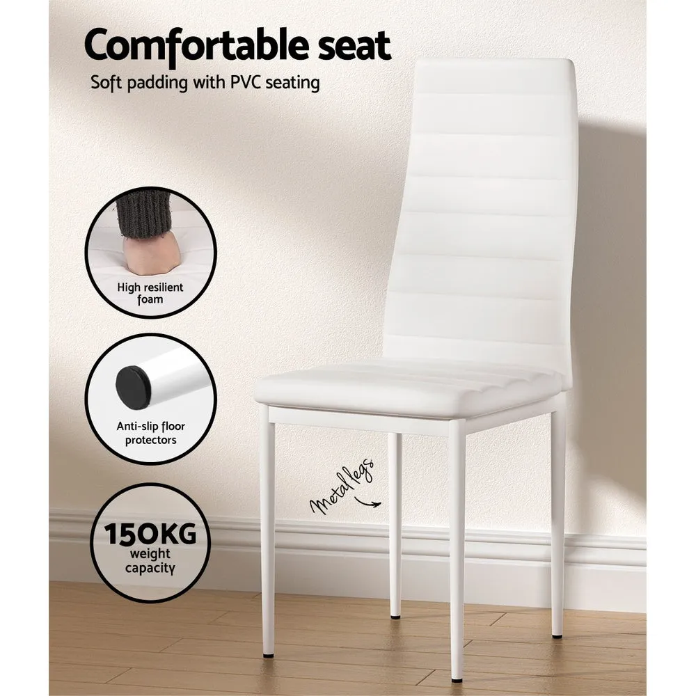 6 Seat Compact Modern Dining Table and Chair Set - White