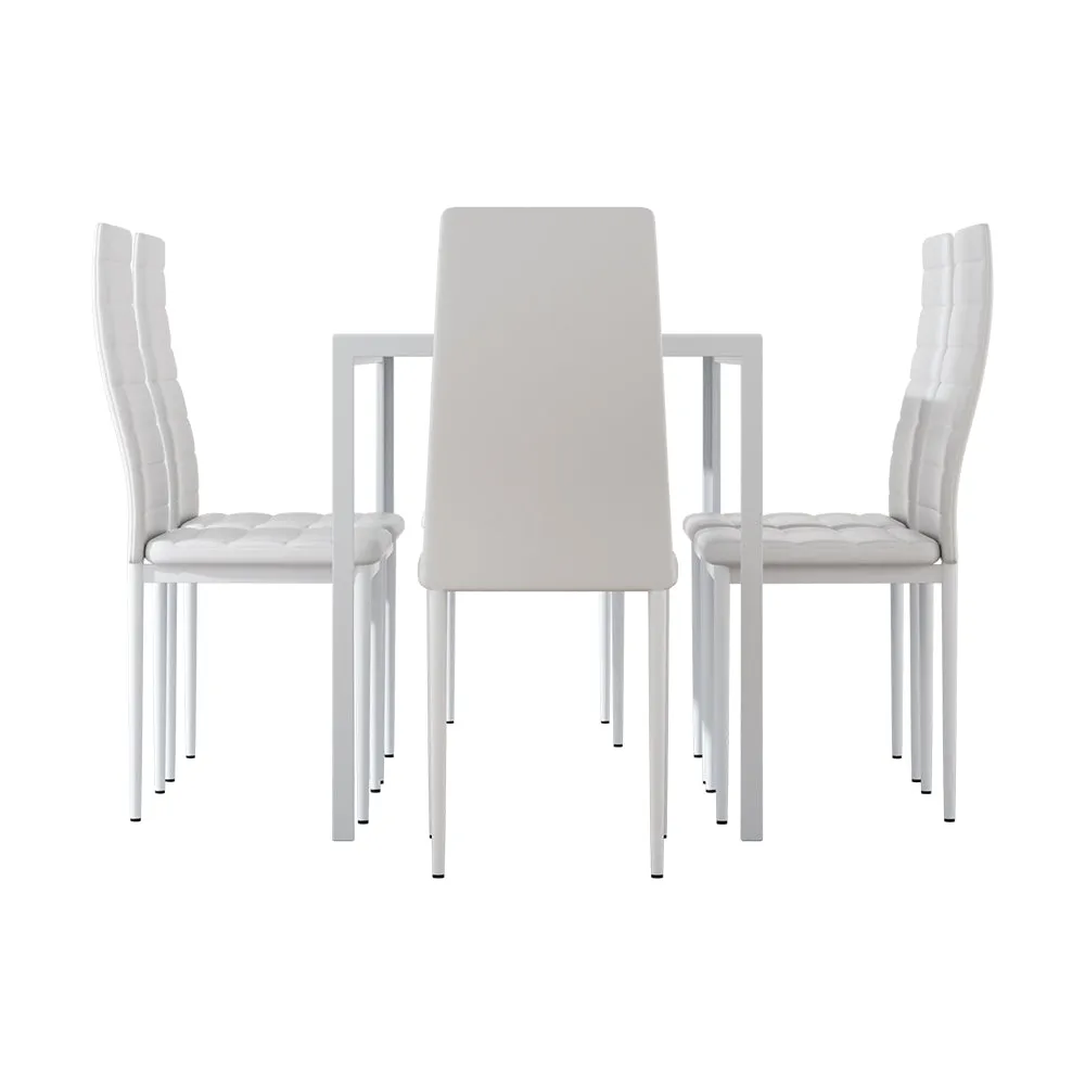 6 Seat Compact Modern Dining Table and Chair Set - White