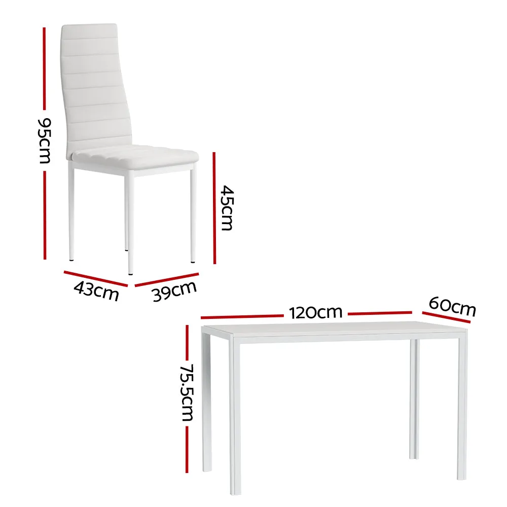 6 Seat Compact Modern Dining Table and Chair Set - White