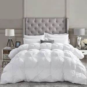 600 Thread Count Egyptian Cotton Siberian Goose Down Comforter, 750 Fill Power, (King, White - Pinch Pleat)