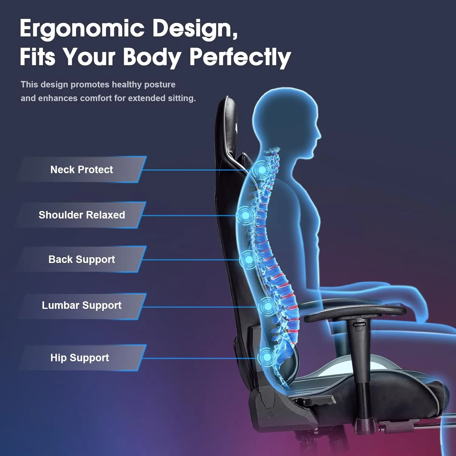 7-Point Massage Gaming Chair, 175° Gaming Recliner with Footrest Ergonomic Computer Gaming Office Chair High Back Video Game Chair with Lumbar Support, Upgraded Version Grey