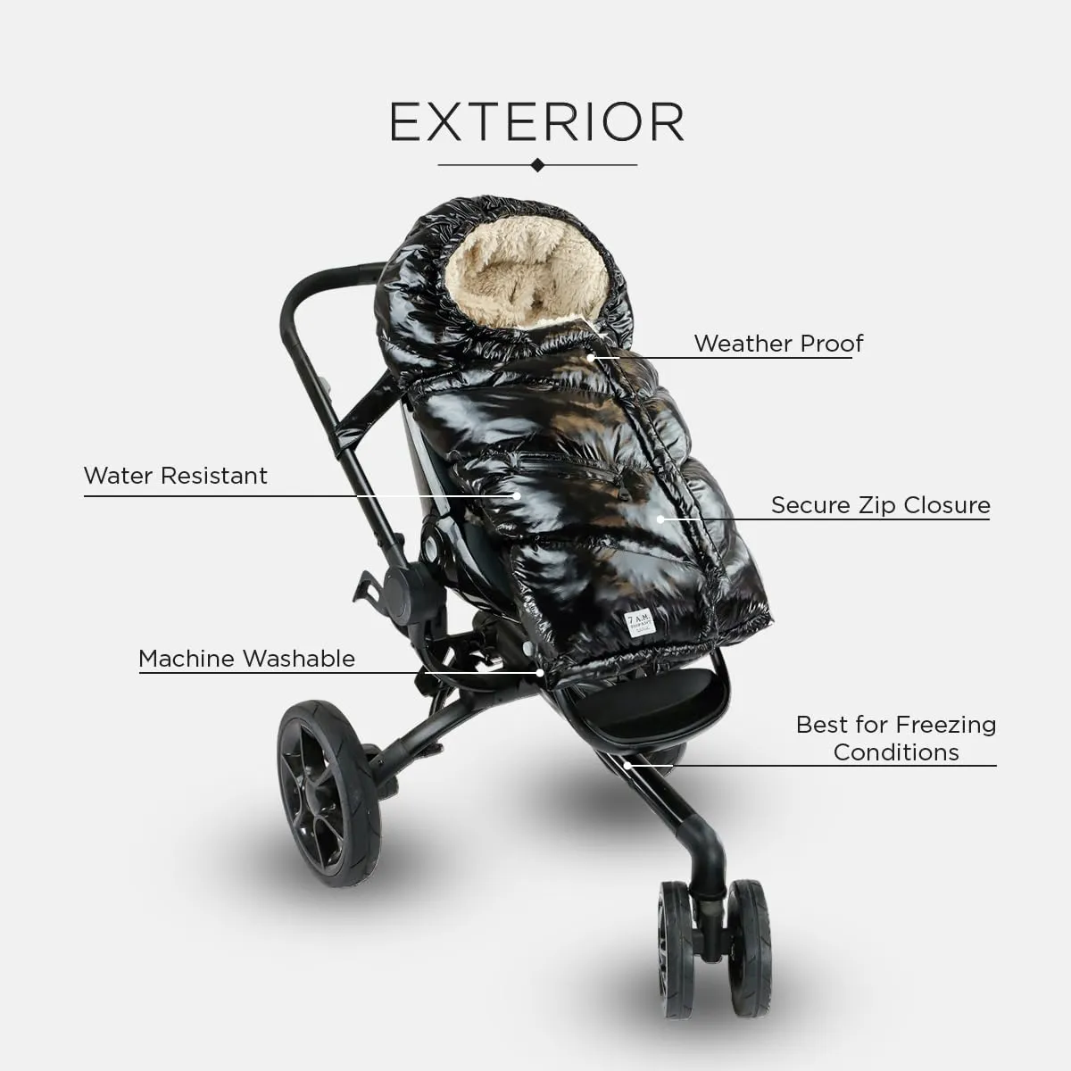 7AM Enfant Stroller Blanket 212 - Adjustable Baby Car Seat Zipped Blanket for Babies Winter, Unisex Multi Purpose Fleece Lined Warm Hooded Toddler Footmuff Water Repellent | (6M - 4T)