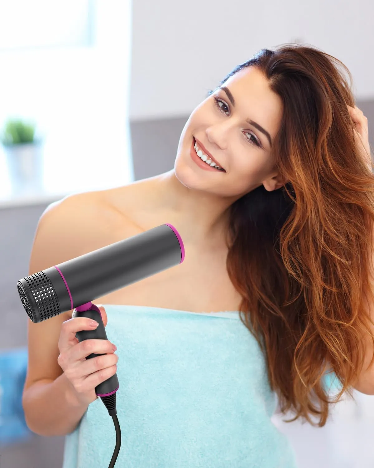 7MAGIC Foldable Hair Dryer, Powerful Ionic Blow Dryer for Fast Drying, Travel Hair Blow Dryer with Storage Bag, Lightweight Portable Hairdryer for Women, Cold/2 Heating/2 Speed Settings, Grey