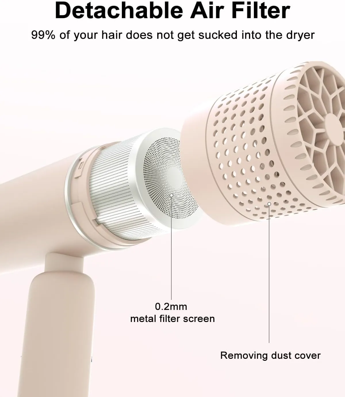 7MAGIC Foldable Hair Dryer, Powerful Ionic Blow Dryer for Fast Drying, Travel Hair Blow Dryer with Storage Bag, Lightweight Portable Hairdryer for Women, Cold/2 Heating/2 Speed Settings, Pink