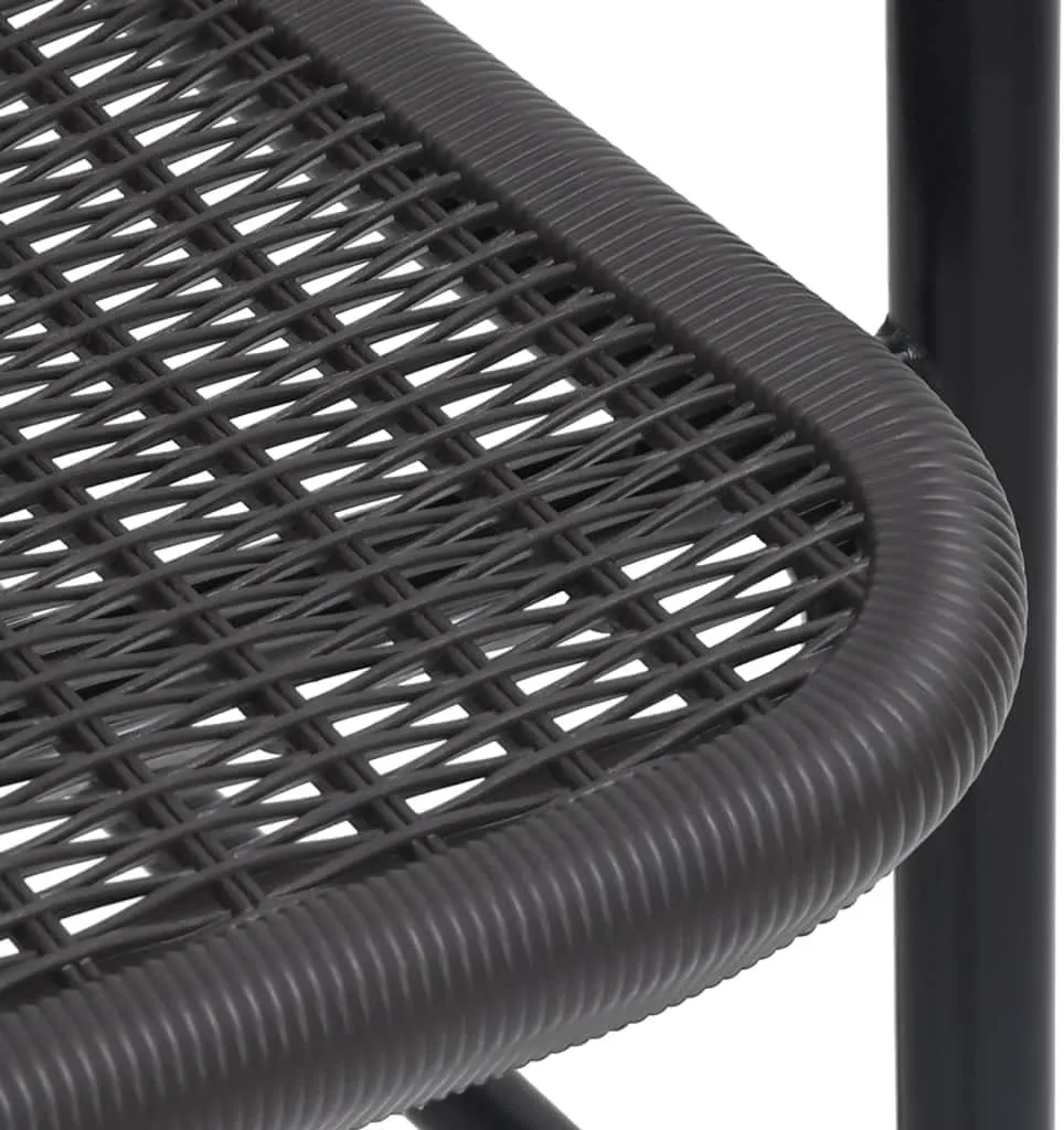 8-Piece Outdoor Patio Chairs Set Plastic Rattan and Steel Stackable Black Garden Furniture for Poolside Camping Beach Backyard Dining