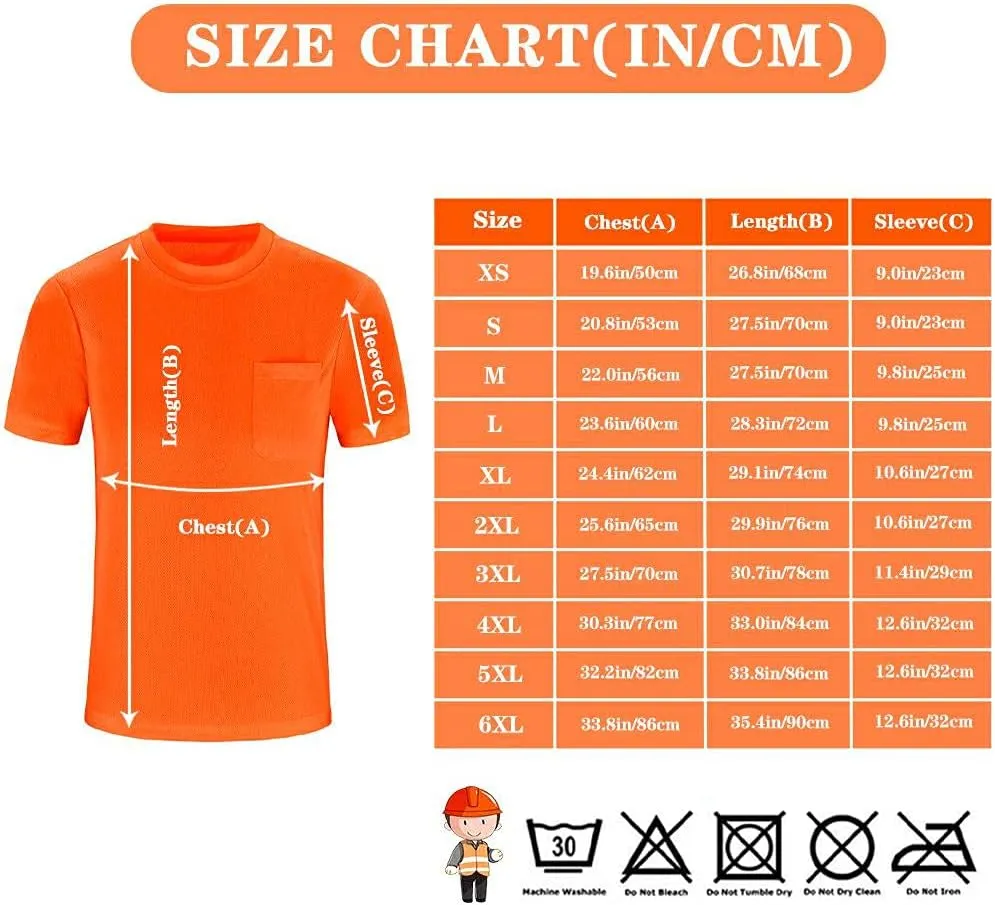A-SAFETY Custom Shirt for Men High Visibility Safety Customize Logo Short Sleev T Shirt (XS-6XL)