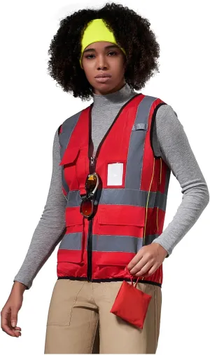 A-SAFETY High Vis Safety Vest for Women - Reflective Strips, Multi-Pockets, Zipper Closure