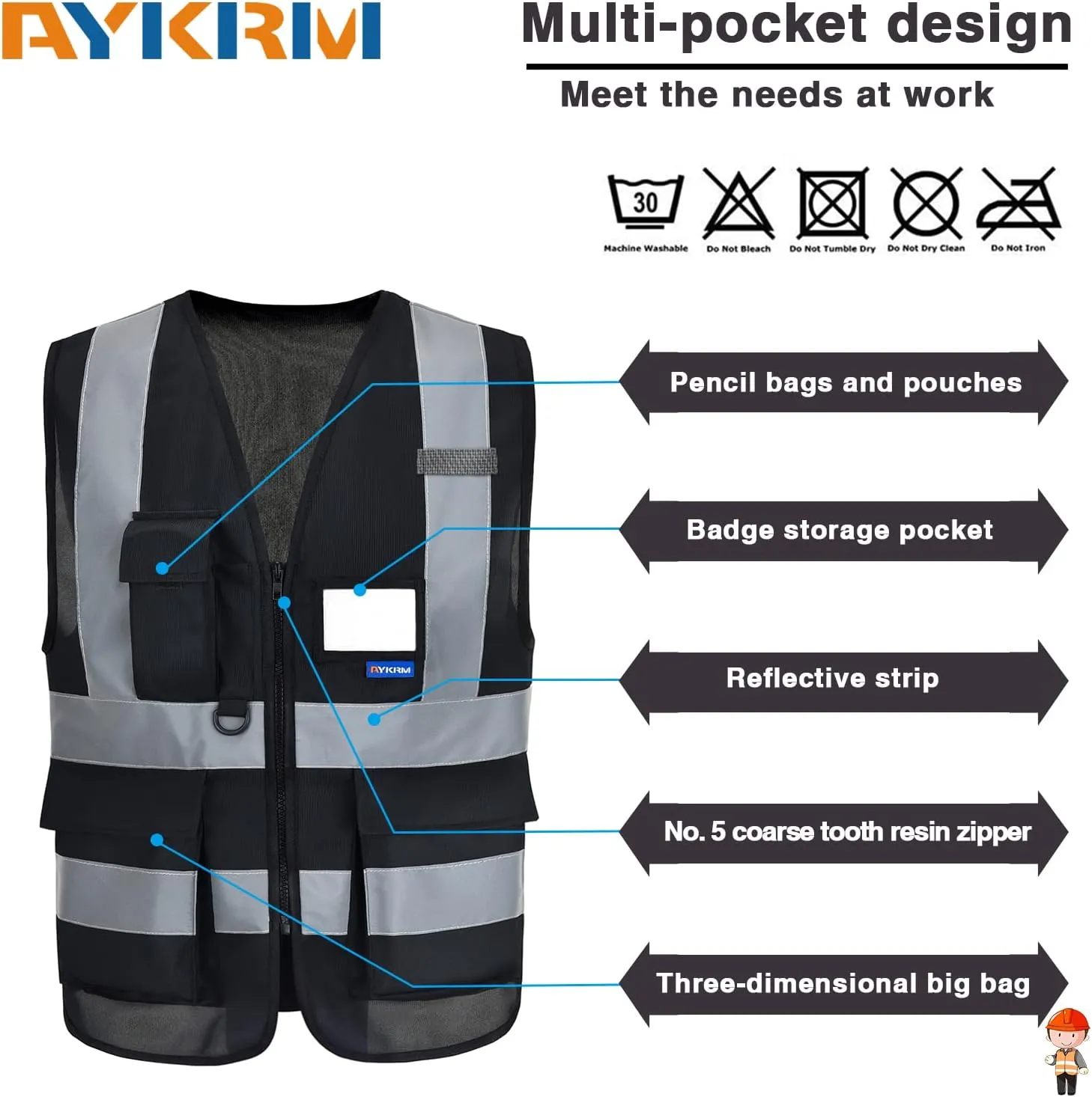 A-SAFETY High Visibility Reflective Safety Vest Customize Logo (XS-8XL)