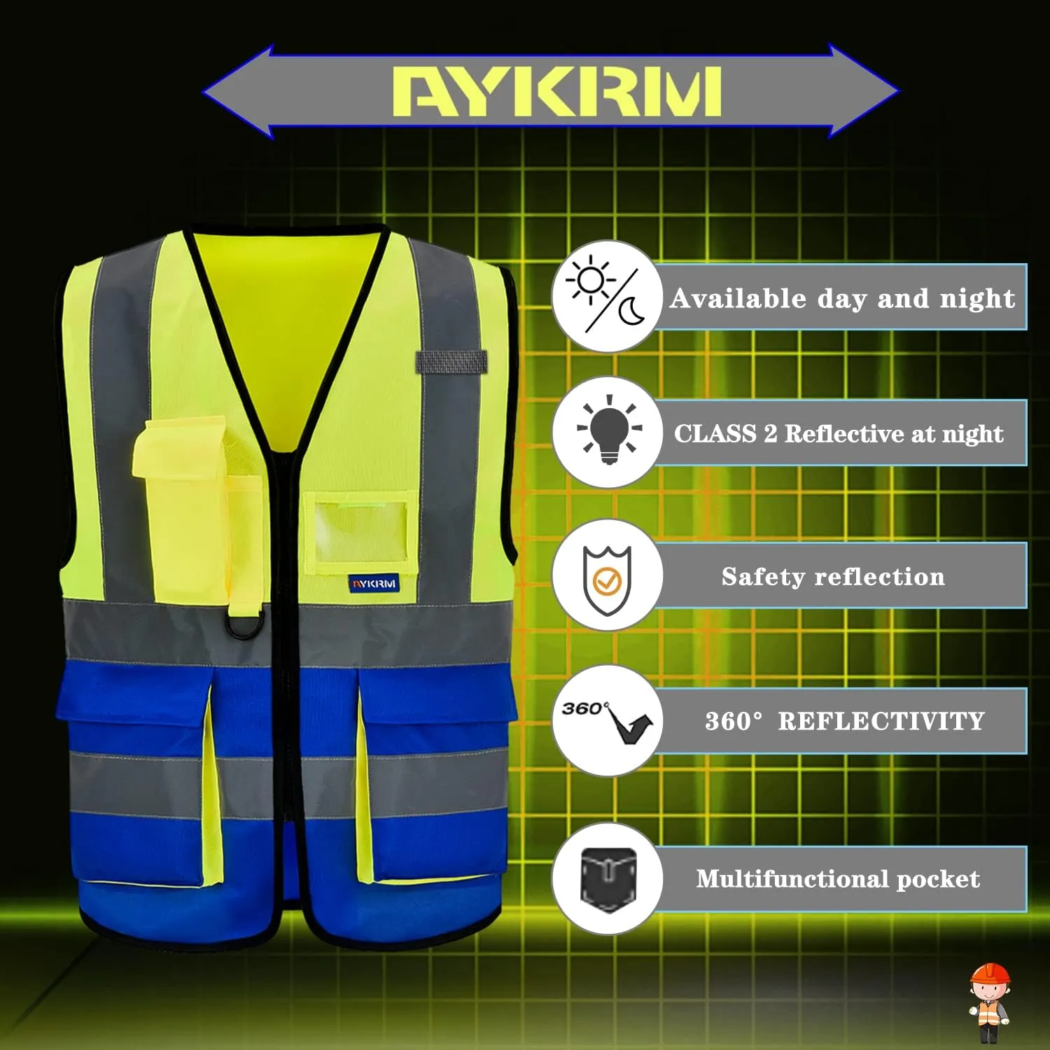 A-SAFETY High Visibility Reflective Safety Vest Customize Logo (XS-8XL)