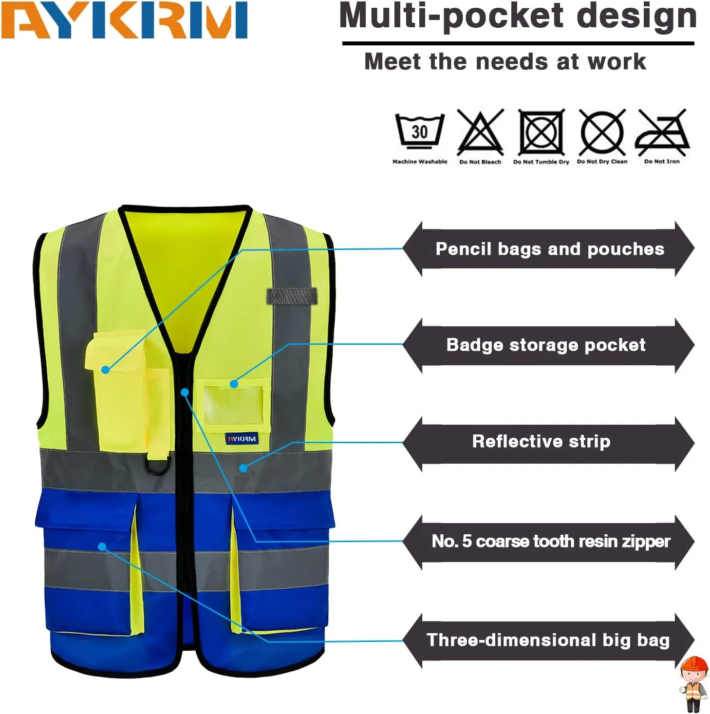 A-SAFETY High Visibility Reflective Safety Vest Customize Logo (XS-8XL)