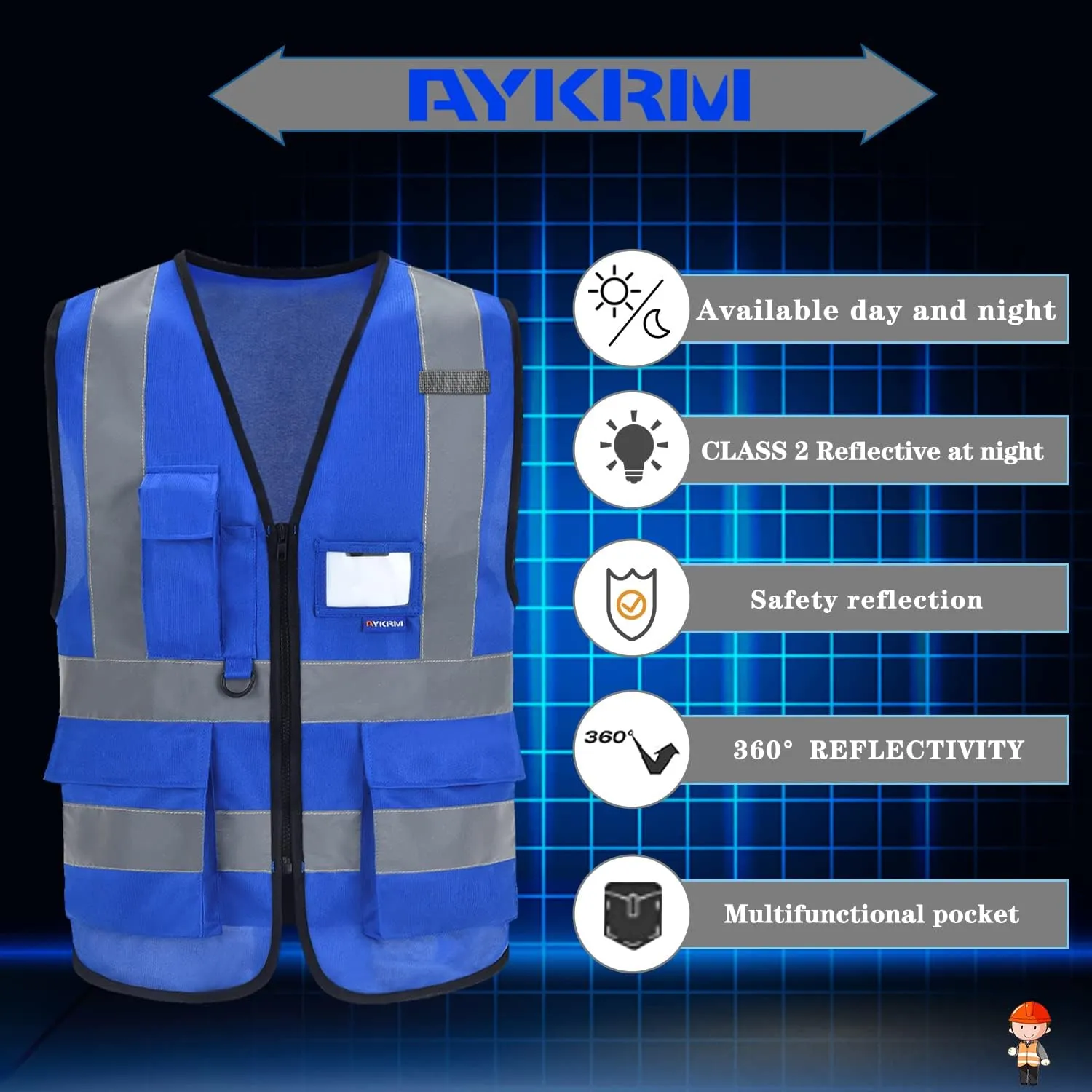 A-SAFETY High Visibility Reflective Safety Vest Customize Logo (XS-8XL)