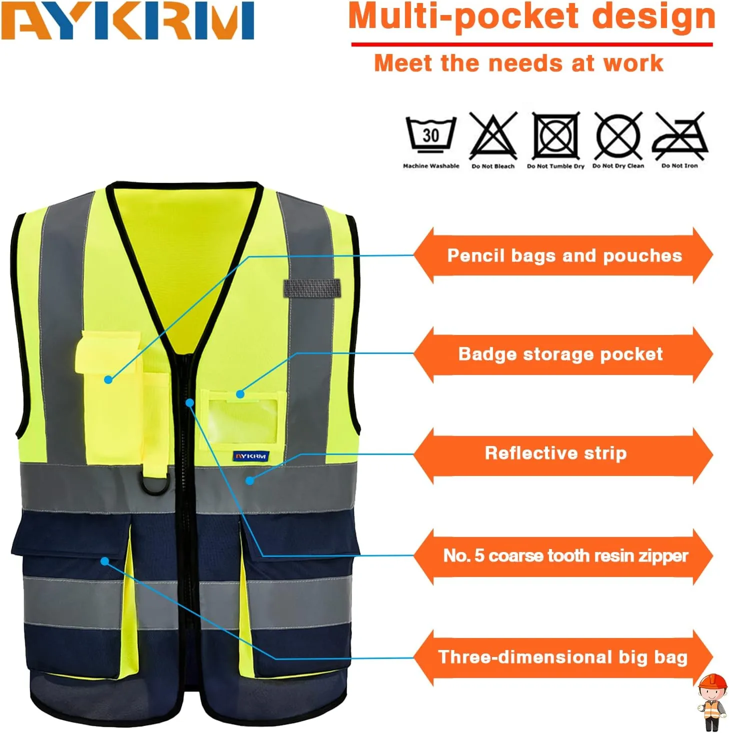 A-SAFETY High Visibility Reflective Safety Vest Customize Logo (XS-8XL)