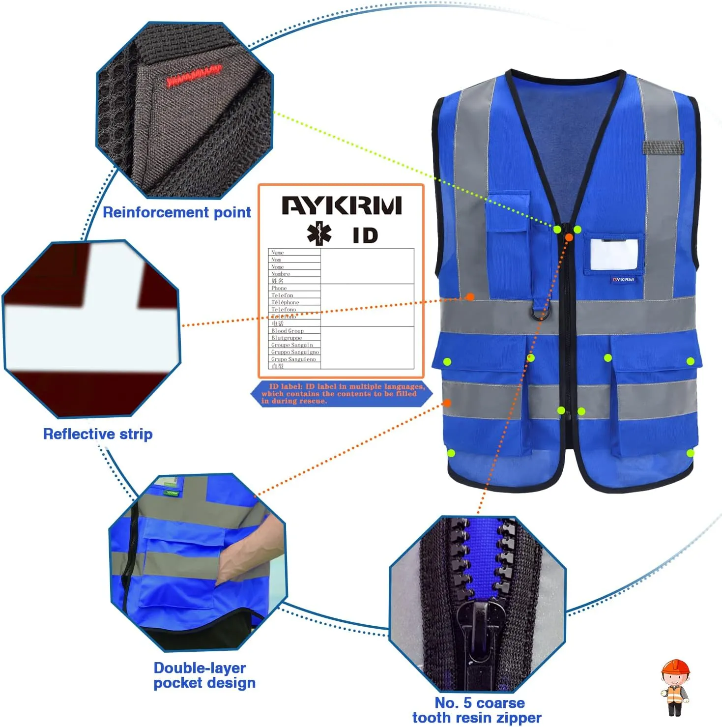 A-SAFETY High Visibility Reflective Safety Vest Customize Logo (XS-8XL)