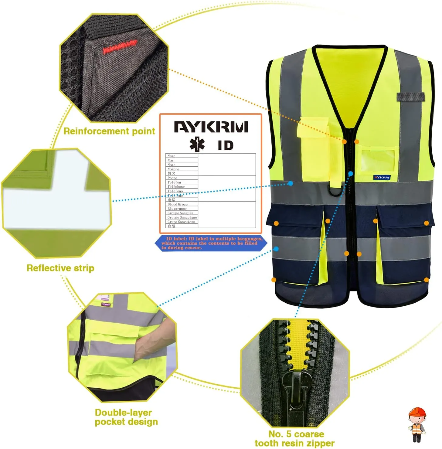 A-SAFETY High Visibility Reflective Safety Vest Customize Logo (XS-8XL)