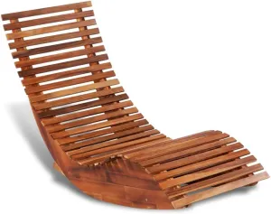 Acacia Wood Rocking Sun Lounger Outdoor Lounge Chair for Patio Furniture with Weatherproof Design, 58.7" Rustic Wooden Rocker Chaise for Poolside Beach Camping