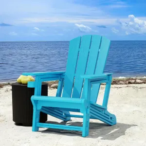 Adirondack Chair, All-Weather Adirondack Chairs with 2 Cup Holder, Wooden Textured Plastic Fire Pit Chair, Outdoor Adirondack Chair for Patio,Lawn,Backyard Deck, Porch, 400 LBS, Sky Blue