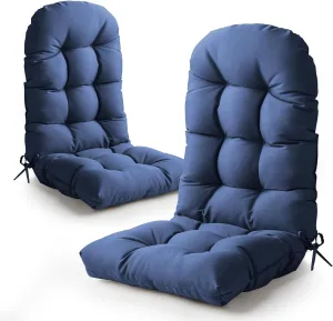 Adirondack Chair Cushion, High Back Patio Cushions with Adjustable Ties, 48.8x20.4x4.3, Waterproof Tufted Pillow, Fade Resistant Seat Rocking Chair Cushion for Indoor/Outdoor, Royal Blue, 2
