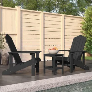 Adirondack Chairs and Table Set 2-Piece Outdoor Patio Furniture HDPE Anthracite Weather-Resistant Seating for Garden Poolside Backyard