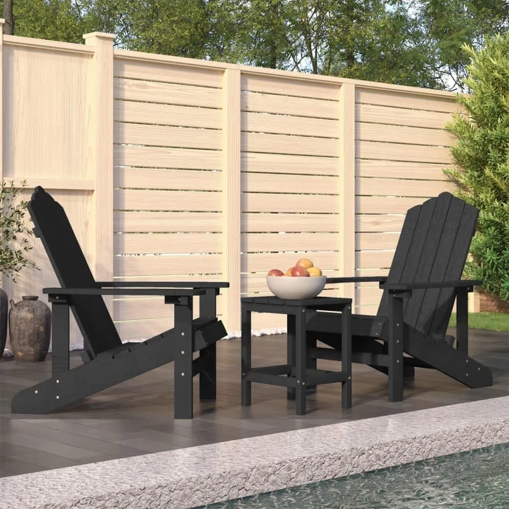 Adirondack Chairs and Table Set 2-Piece Outdoor Patio Furniture HDPE Anthracite Weather-Resistant Seating for Garden Poolside Backyard