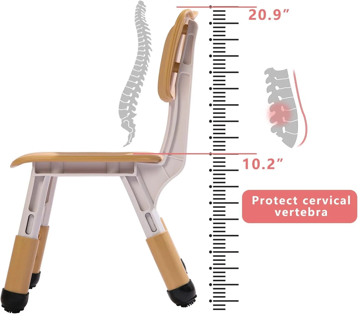 Adjustable Kid Chairs Indoor 3 Level Adjustable Suitable for Children Age 2-6. Maximum load-bearing 220LBS Suitable for Family Classroom and Nursery Child Seat Set (2-Pack-Beige)