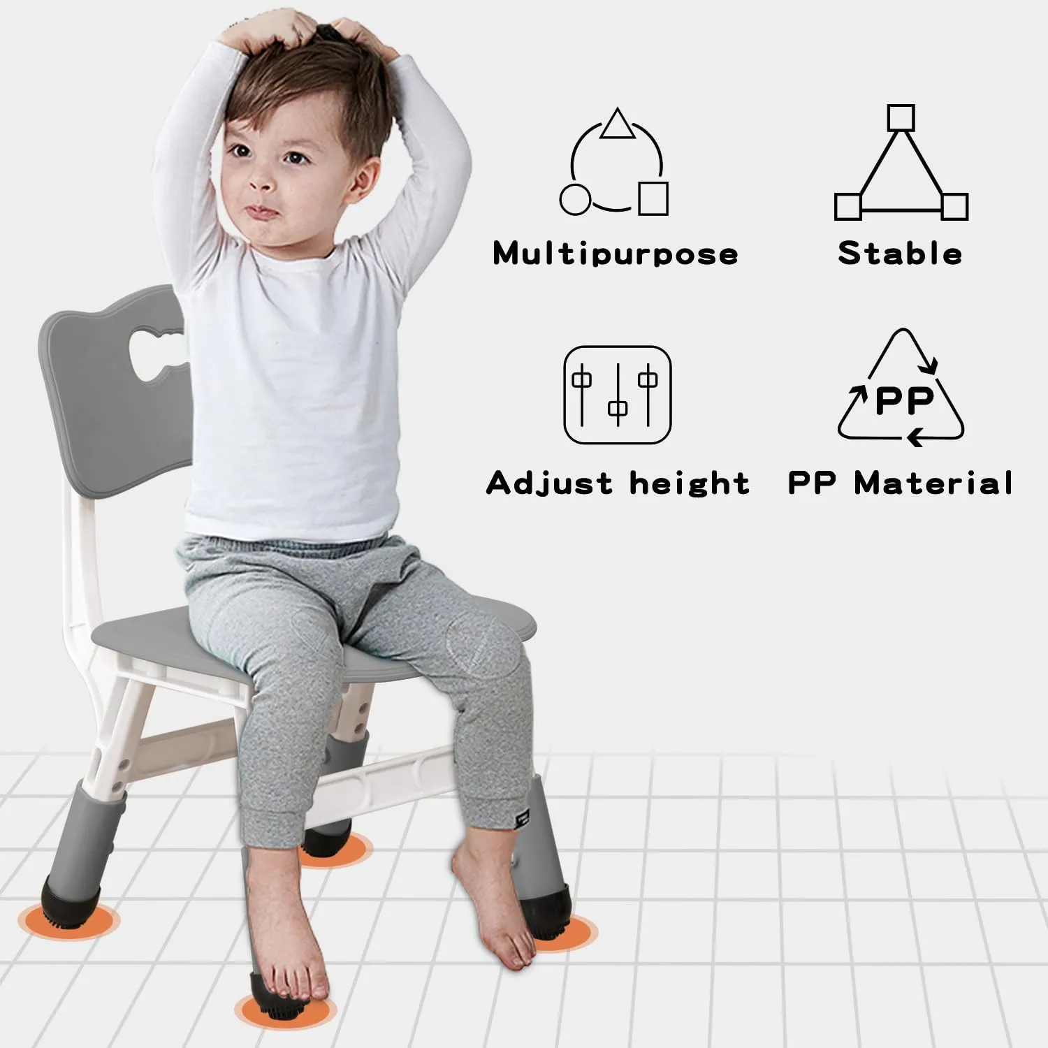 Adjustable Kid Chairs Indoor 3 Level Adjustable Suitable for Children Age 2-6. Maximum load-bearing 220LBS Suitable for Family Classroom and Nursery Child Seat Set (2-Pack-Dark Grey)