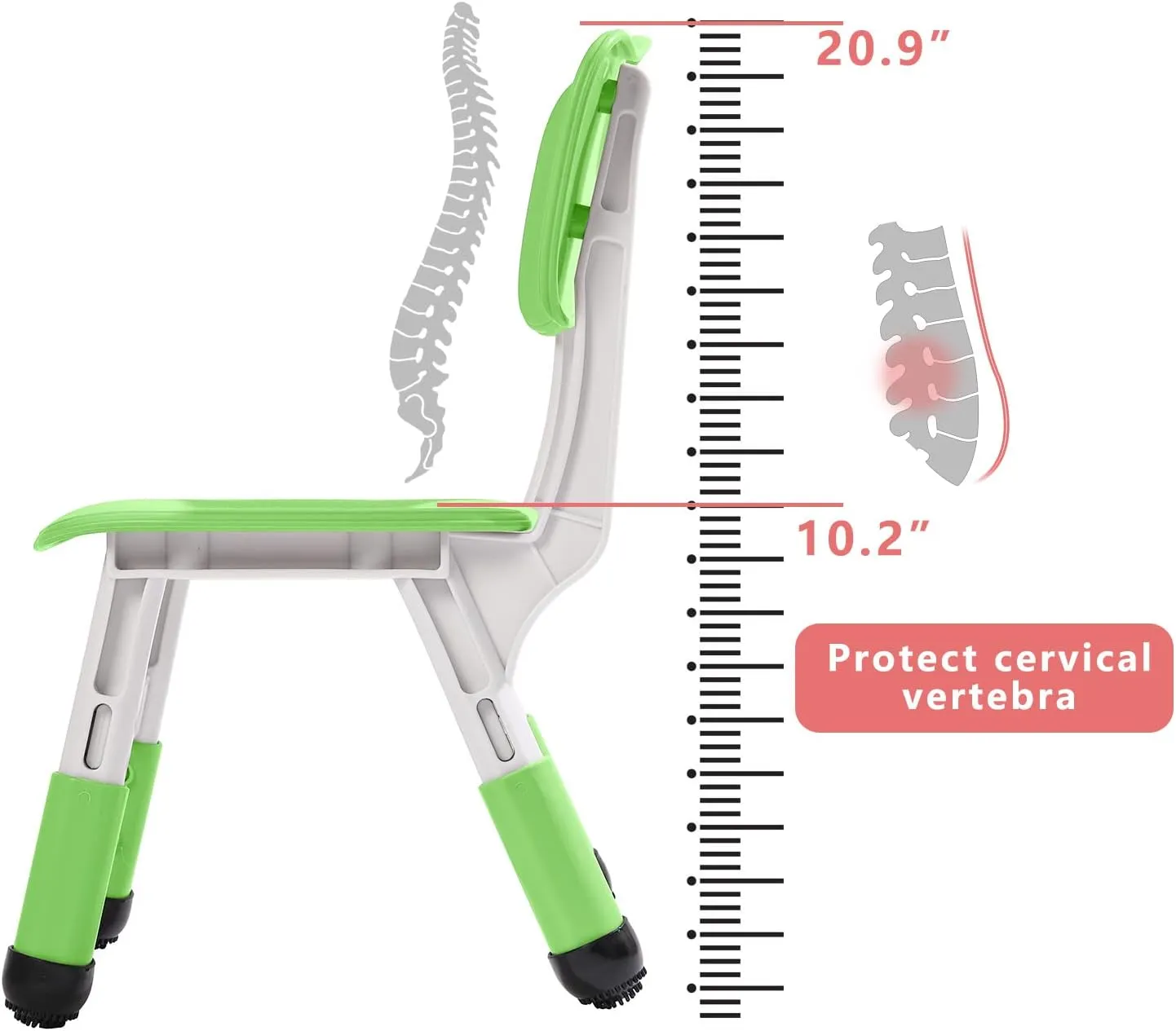 Adjustable Kid Chairs Indoor 3 Level Adjustable Suitable for Children Age 2-6. Maximum Load-Bearing 220LBS Suitable for Family Classroom and Nursery Child Seat Set (2-Pack-Green)