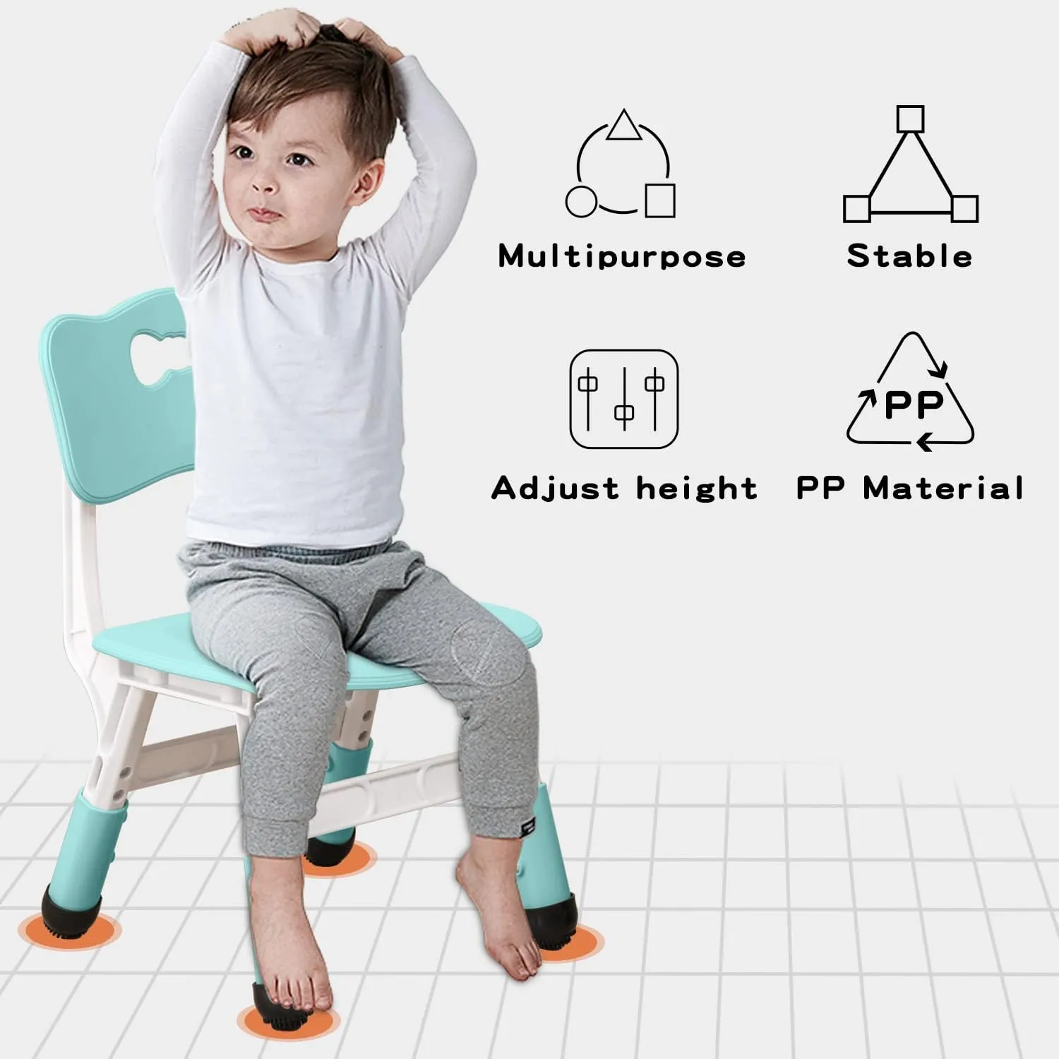 Adjustable Kid Chairs Indoor 3 Level Adjustable Suitable for Children Age 2-6. Maximum Load-Bearing 220LBS Suitable for Family Classroom and Nursery Child Seat Set (2-Pack-Mint Green)