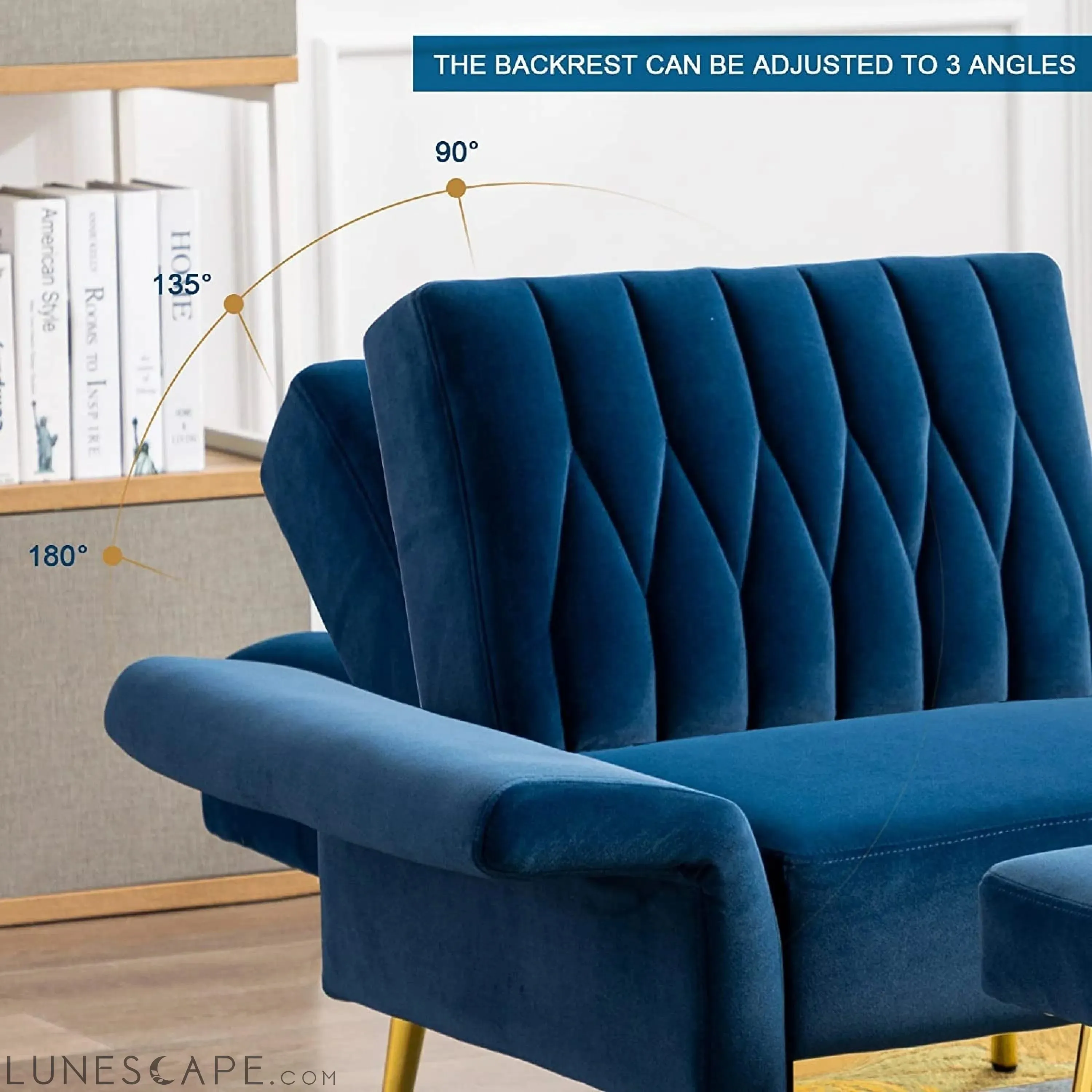Adjustable Velvet Lounge Chair with Ottoman
